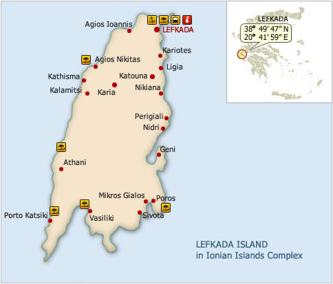 Map of Lefkada Island